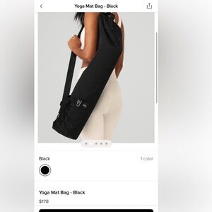 Alo Yoga Utility Mat Bag Black One Size Nylon Adjustable Strap Yoga mat bag